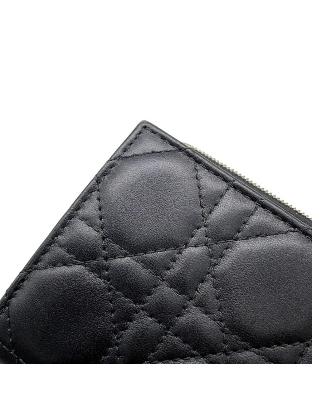 Dior Bifold Wallet Lady Dahlia Cannage Leather Black